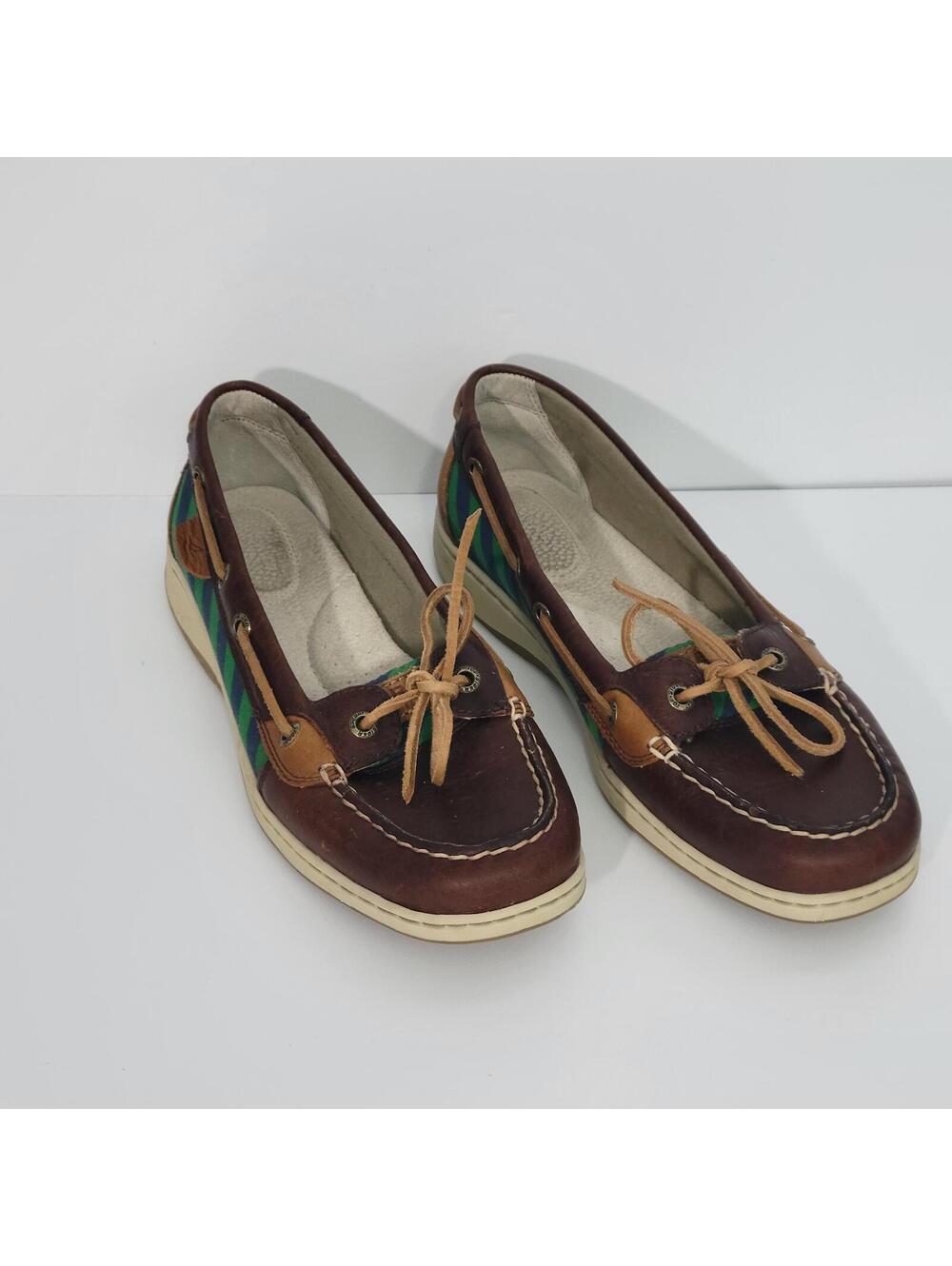 10m Sperry Top-Sider Angelfish boat shoes Green and Blue Stripes
